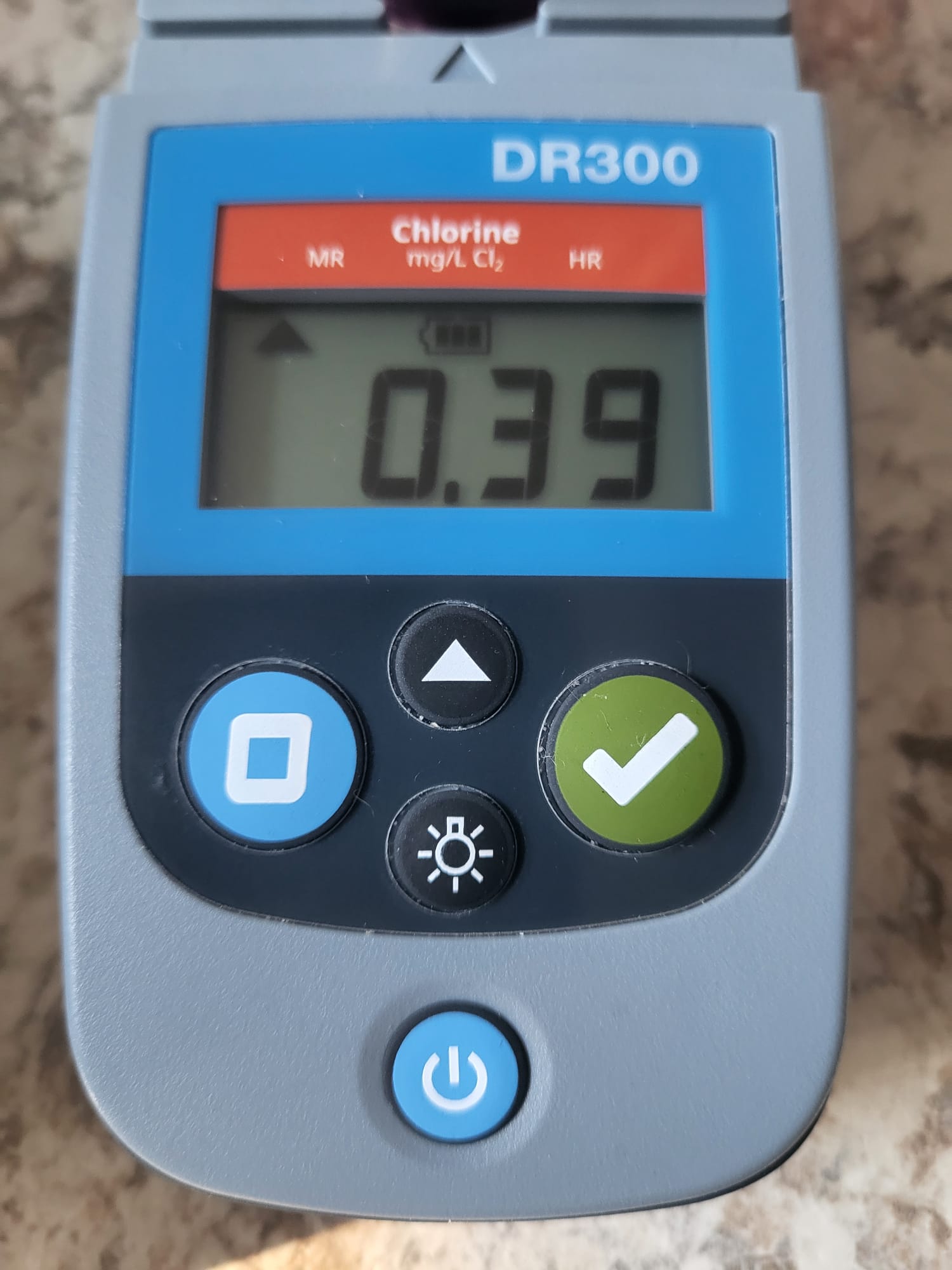 Chlorine water test for September 19, 2026
