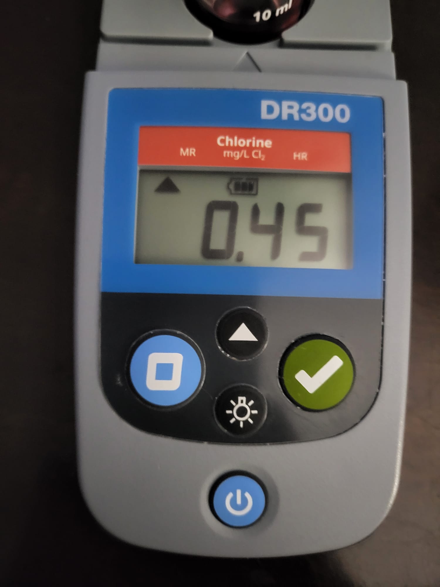 Chlorine water test for October 15, 2026